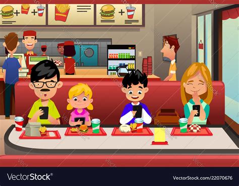 Family eating out in the restaurant Royalty Free Vector