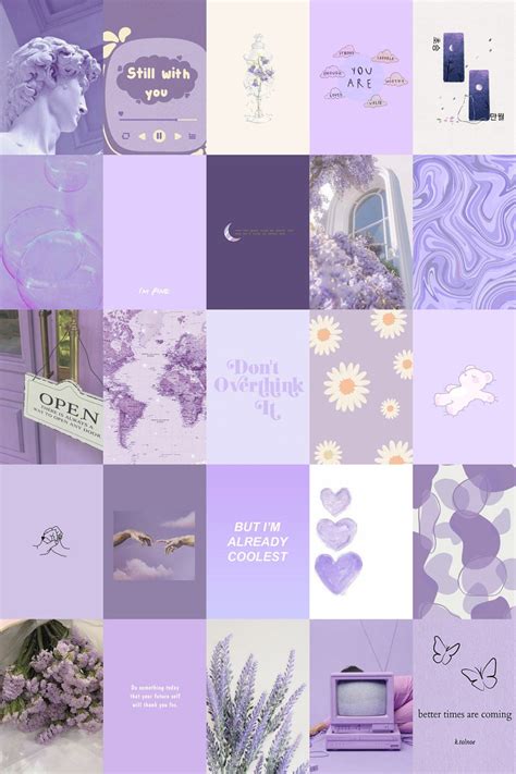 100 PCS Purple Aesthetic Collage Kit Lilac Vibe Wall Art Collage Kit