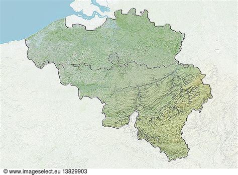 Relief Map Of Belgium With Boundaries Of Regions This Image Was