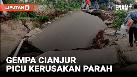 Gempa Cianjur Begini Kondisi Jalan Yang Rusak Parah Di Desa Sarampad