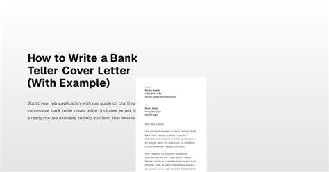 How To Write A Bank Teller Cover Letter With Example