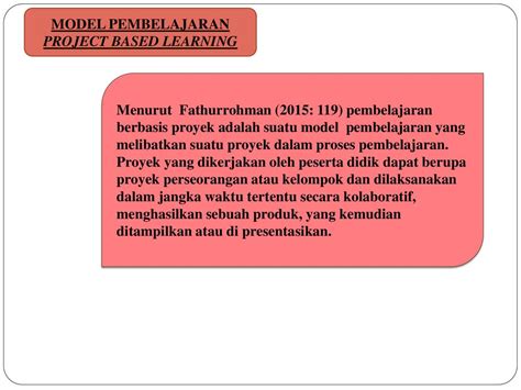 Penerapan Model Pembelajaran Project Based Learning Berbasis Lesson