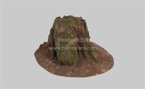 Blender苔藓粗树桩植物树木3d模型素材资源下载 Blender模型库