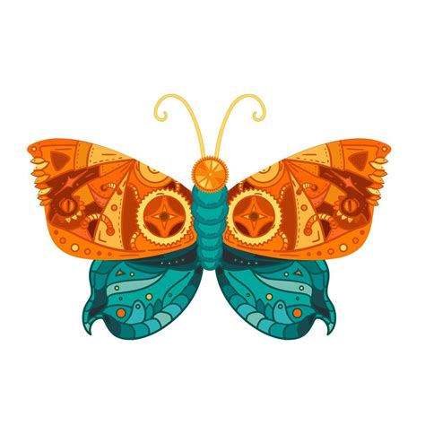 Steampunk butterfly tattoo 2972025 Vector Art at Vecteezy