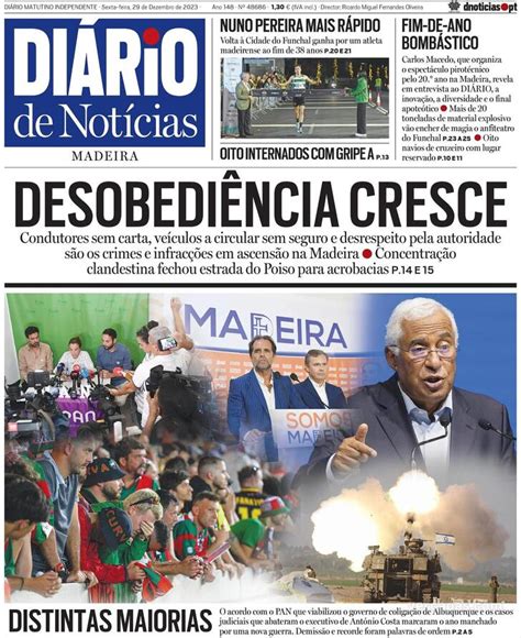 Capa Diário de Notícias da Madeira de 2023 12 29