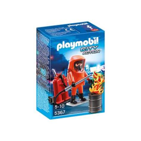 Playmobil City Action Pompier Avec Combinaison De Feu Playmobil