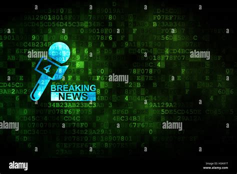 News Concept Breaking News And Microphone On Digital Background Stock