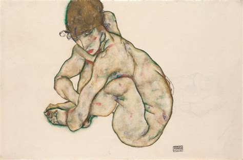 Crouching Nude Girl By Egon Schiele Buy Fine Art Print