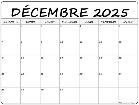 D Cembre Calendrier Imprimable Calendrier Gratuit