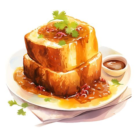 Premium AI Image Watercolor Of A Delightful Plate Of Bunny Chow A