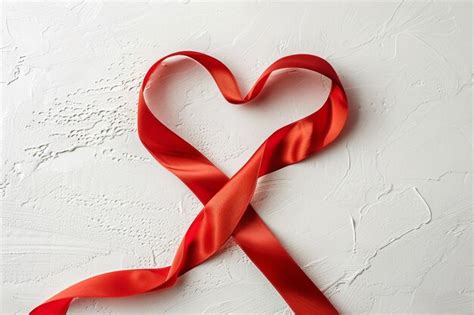 Red Ribbon Heart Shape Premium Ai Generated Image