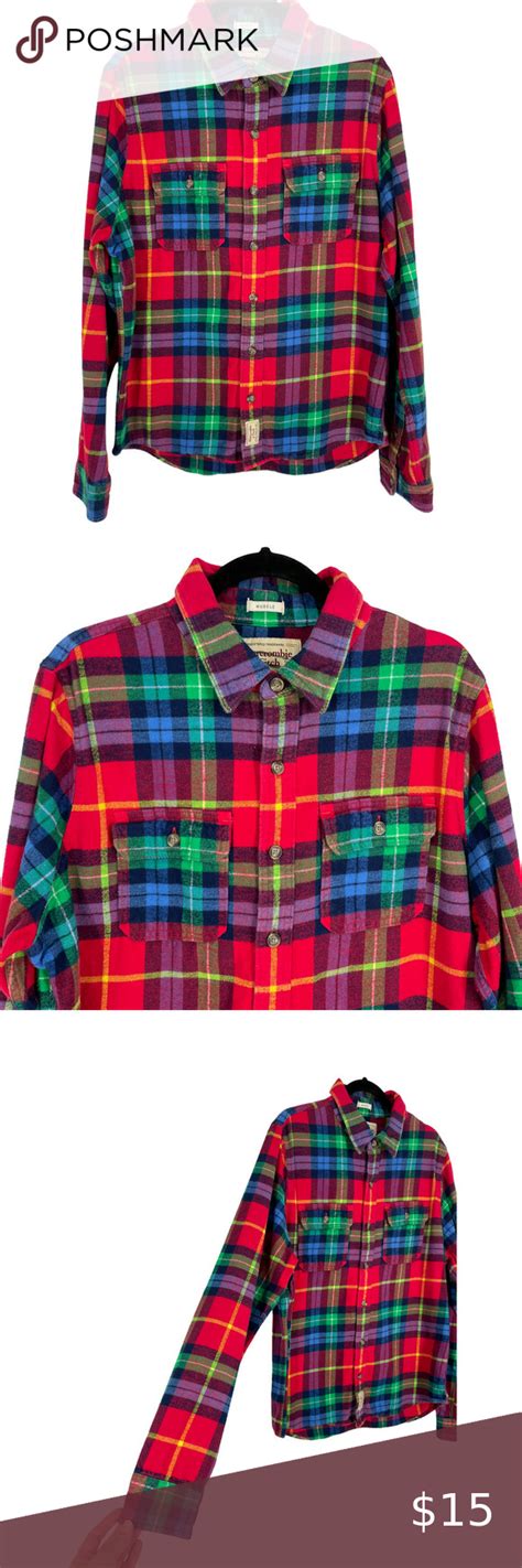 AMBERCROMBIE FITCH PLAID FLANNEL BUTTON DOWN SHIRT Plaid Flannel