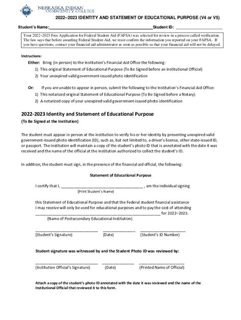 Fillable Online 2022 2023 V4 V5 Statement Of Educational Purpose