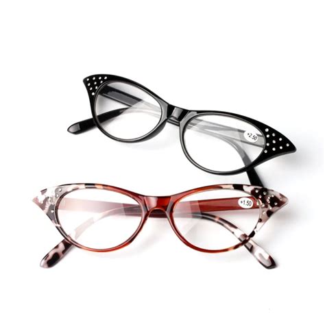 Womens Fashion Eyeglasses Designer Rhinestone Cat Eye Magnifying ...