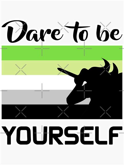 Dare To Be Yourself Aromantic Pride Flag With Unicorn Sticker For