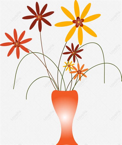 Vase And Flowers Vector Illustration Flowers Orange Flower Vase