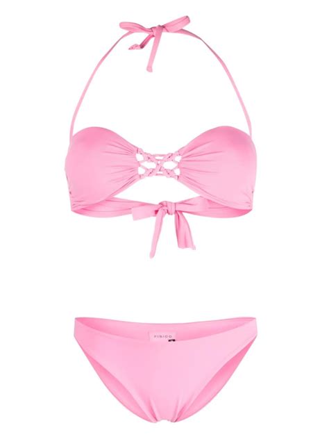 Fisico Braided Detail Halterneck Bikini Pink Editorialist