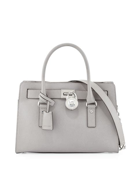 Michael Michael Kors Hamilton Saffiano Satchel Bag In Gray Pearl Gray