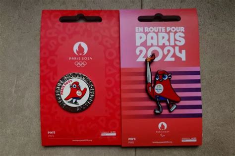 Duo Pins Jo Paris 2024 Jeux Olympiques Para Mascotte Torche Flamme