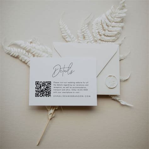 Minimalist Wedding Card Qr Code Insert Editable Template Etsy