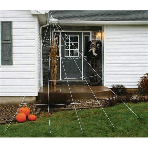 Fun World Giant Halloween Super Yard Spider Web 7pc Outdoor Prop 12 Ft