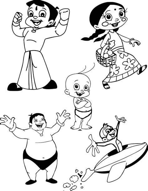 Characters in Chhota Bheem Coloring Page - Free Printable Coloring Pages for Kids