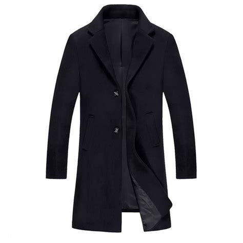 Manteau Laine Chaud Hiver Homme Longue Col Cran Noir Achat Vente