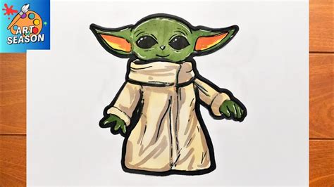 How To Draw Baby Yoda Step By Step Youtube