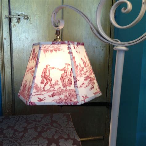 Red Toile Bridge Lamp Shade Uno Lampshade For Standing Lamp Threads Onto Socket Classic Design