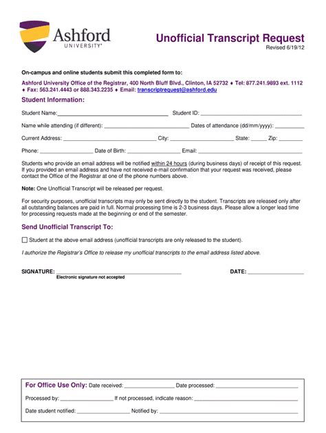 Ashford University Transcript Request Fill Out Sign Online DocHub