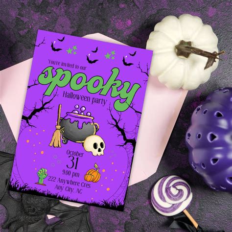 Editable Halloween Invitation Halloween Party Invitation Etsy