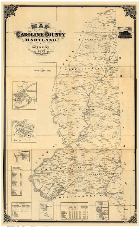 Caroline County Maryland 1875 Old Map Reprint Old Maps