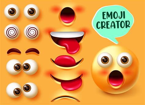 Emoji Creator Vector Set Emojis 3d Character Kit In Facial Expressions