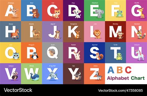 Abc alphabet chart Royalty Free Vector Image - VectorStock