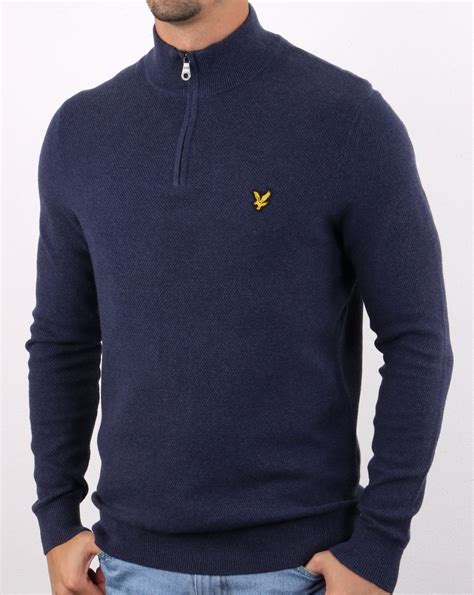 Lyle And Scott Quarter Zip Jumper Dark Navy 80s Casual Classics