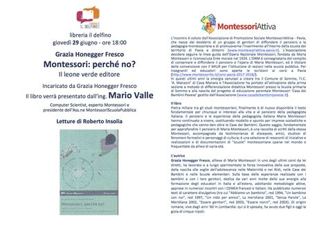 Presentazione Libro Montessori Perché No Montessoriattivapavia Aps