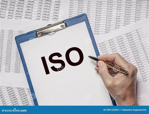 Iso Acronym Inscription Standard And Security Control Stock Photo