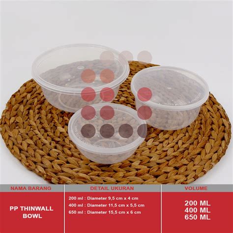 Jual Pp Thinwall Bowl Mangkok 200 Ml Isi 25 Pcs Shopee Indonesia