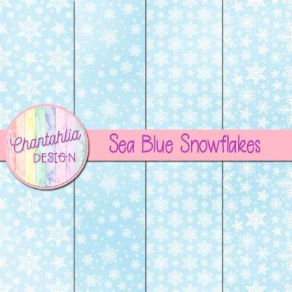 Free Digital Papers Featuring Sea Blue Snowflakes Designs