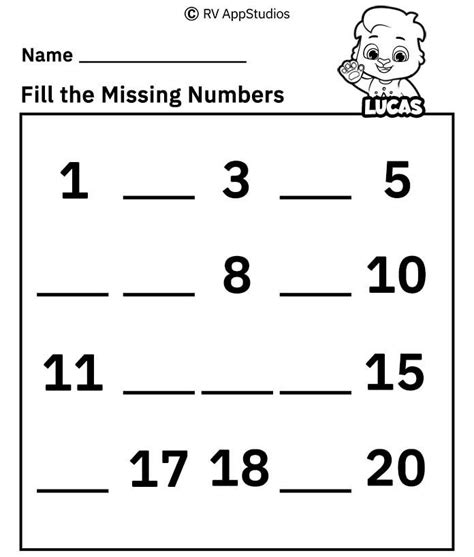 Fill In The Missing Numbers Worksheets