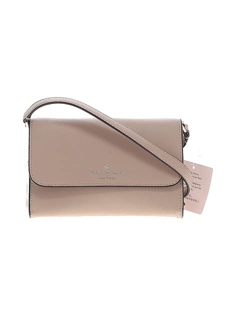 Kate Spade New York 100 Leather Graphic Solid Tan Pink Leather Crossbody Bag One Size 73 Off