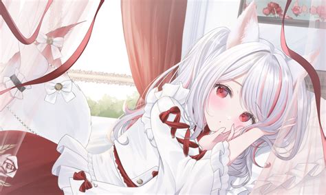 Anime Anime Girls White Hair Twintails Red Eyes Long Hair Lolita ...