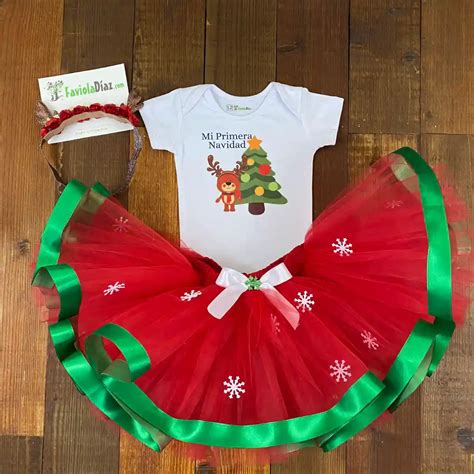 Set De Vincha Tutu Y Mameluco Mi Primera Navidad Rbol Y Reno