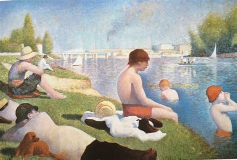 Original Vintage Print By Georges Seurat Bathing At Etsy