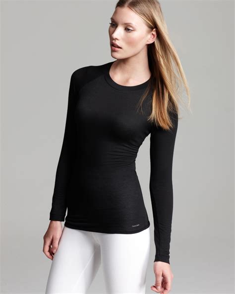 Calvin Klein Long Sleeve Layering Tee In Black Lyst