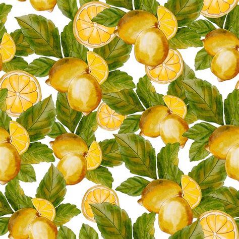 Premium Vector Graphic Pattern With Lemons Lemon Slices With Flowers