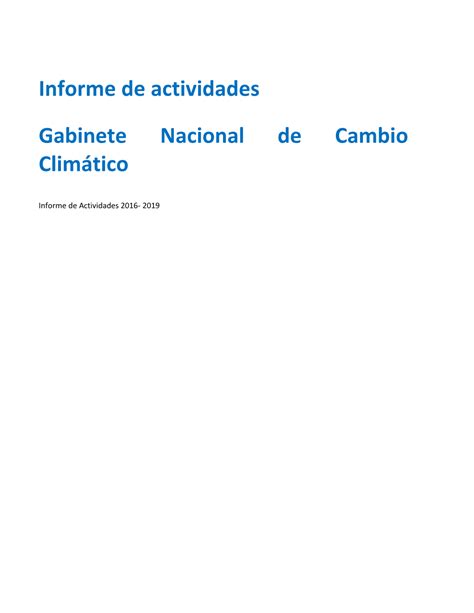 Informe De Actividades Gabinete Nacional De Cambio Climático DocsLib