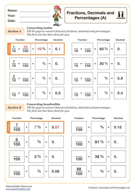 Fractions Decimals And Percentages A Worksheet Fun And Engaging