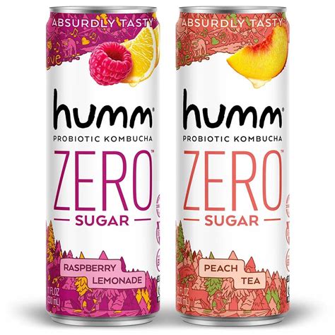 Amazon Humm Probiotic Kombucha Zero Sugar Variety 10 Pack Peach