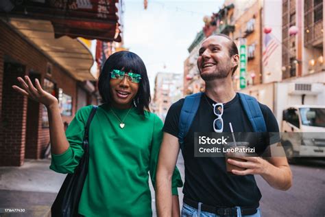 Transgender Couple Spending Their Holidays In New York Stock Photo